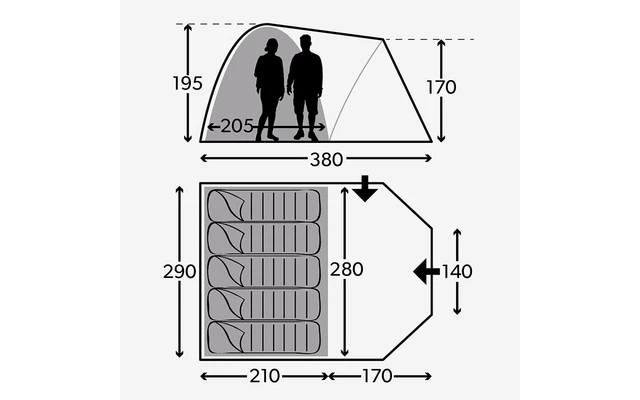 Kampa Brighton 5 Kuppelzelt Grey 1 Kampa Brighton 5 Kuppelzelt Grey